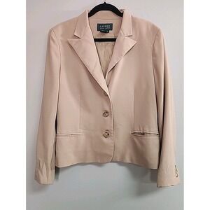 Lauren Ralph Lauren Womens 16 100% Wool Tan Blazer Classic Corpcore Minimalist